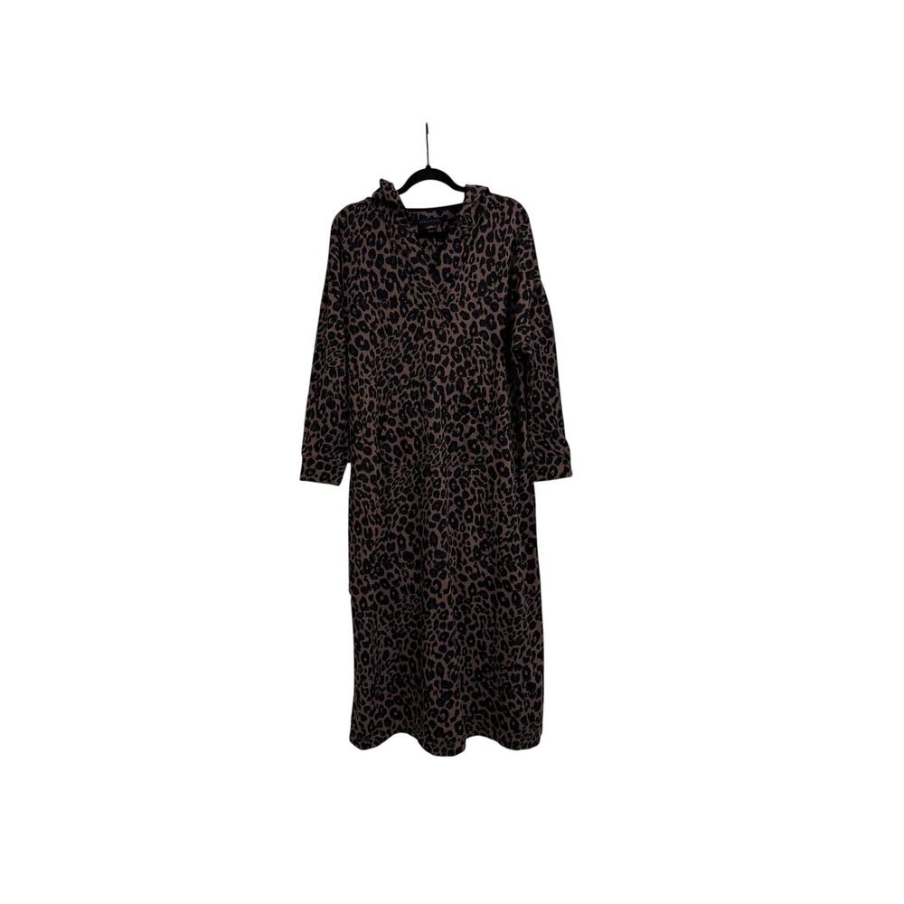 Sanctuary Animal Leopard Print Long Sleeve Hooded Sweater Dress Size Large / XL